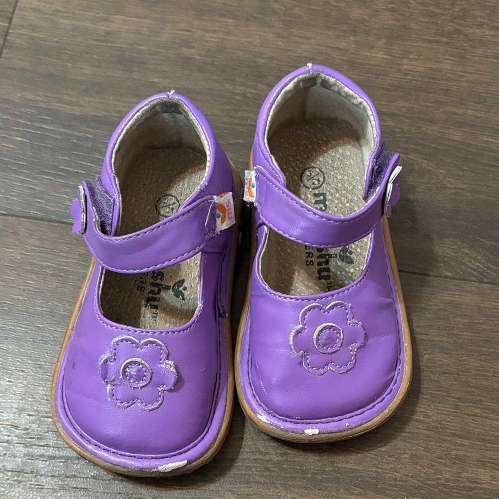Purple Mary Janes that Squeek Mooshu Brand